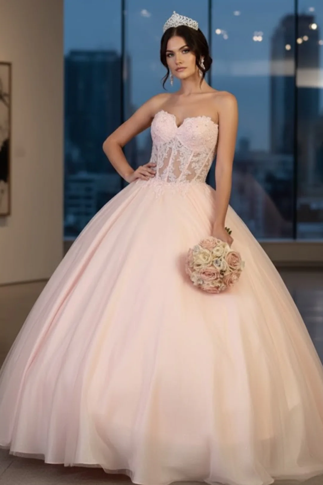 Quinceanera Dress Ball Gown Bolero Glitter Style - Image 6