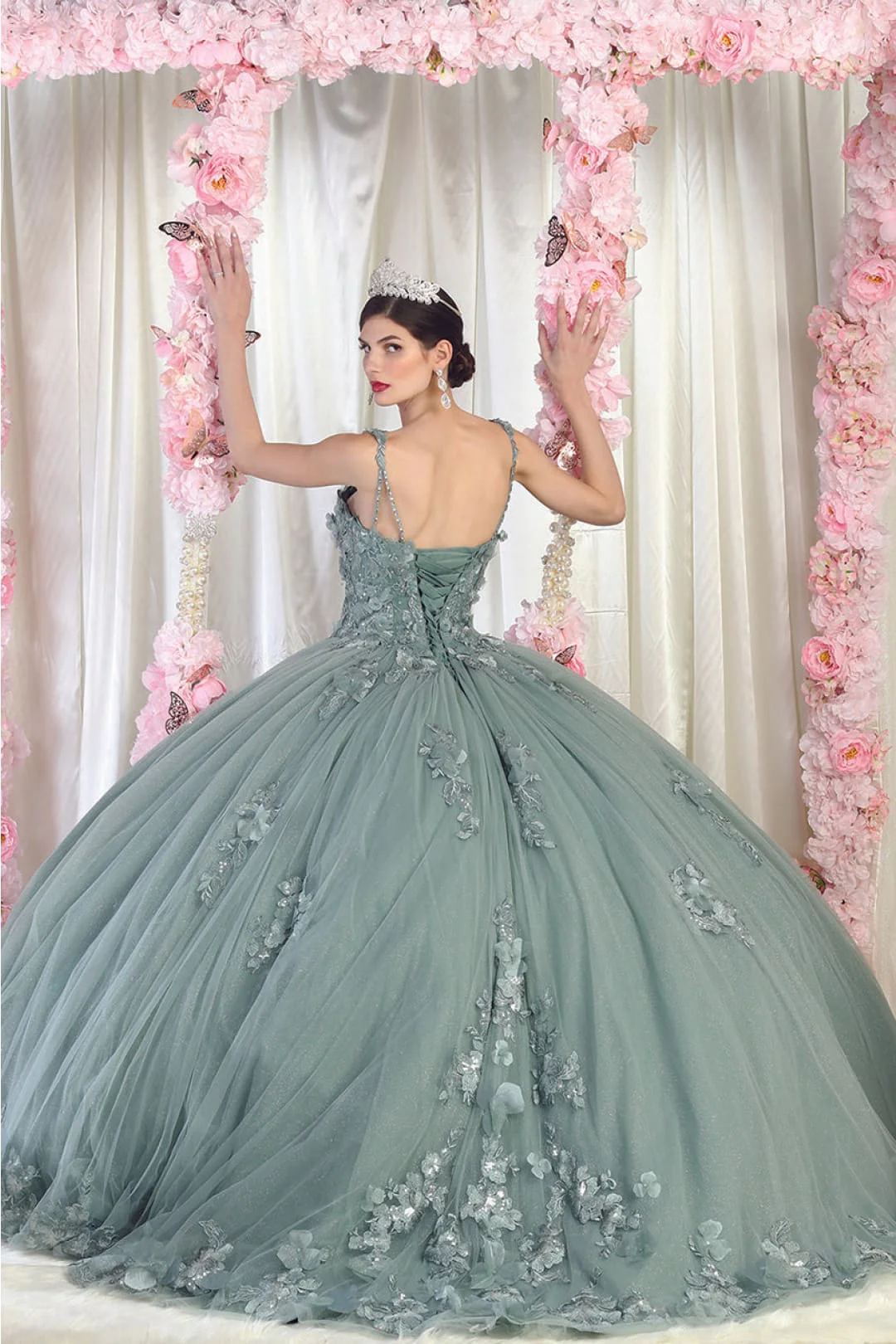 Sweet 16 Birthday Party Dress in Sage Style Ball Gown - Image 7