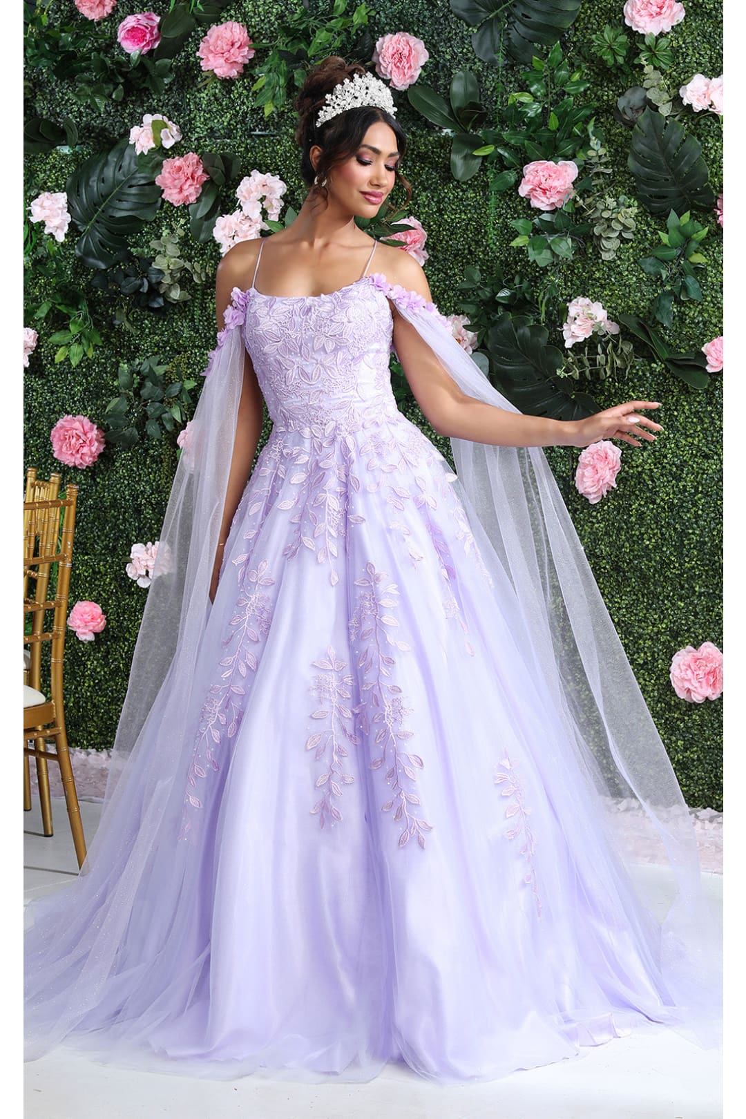 Quinceanera Dress Ball Gown Cape Sleeve Pageant Style by Layla K LK191 - Image 6