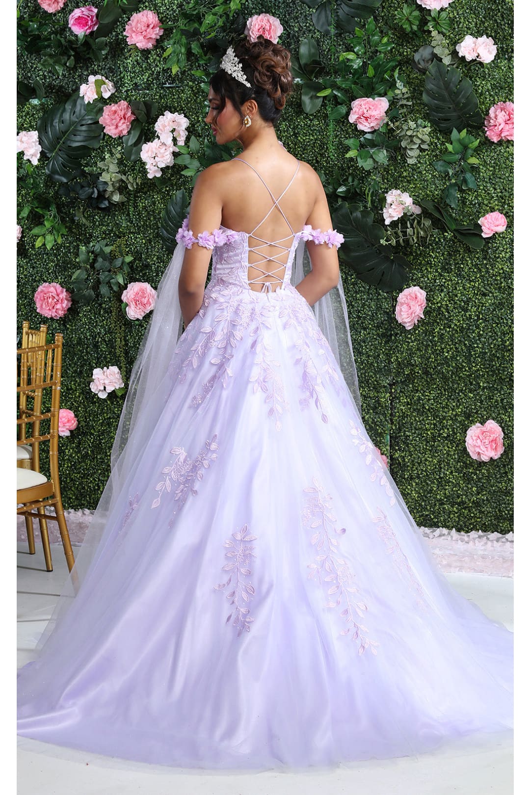 Quinceanera Dress Ball Gown Cape Sleeve Pageant Style by Layla K LK191 - Image 7