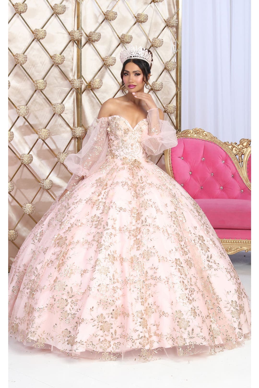 Layla K LK206 Sparkling Off Shoulder Puff Sleeves Quince Ball Gown - Image 5