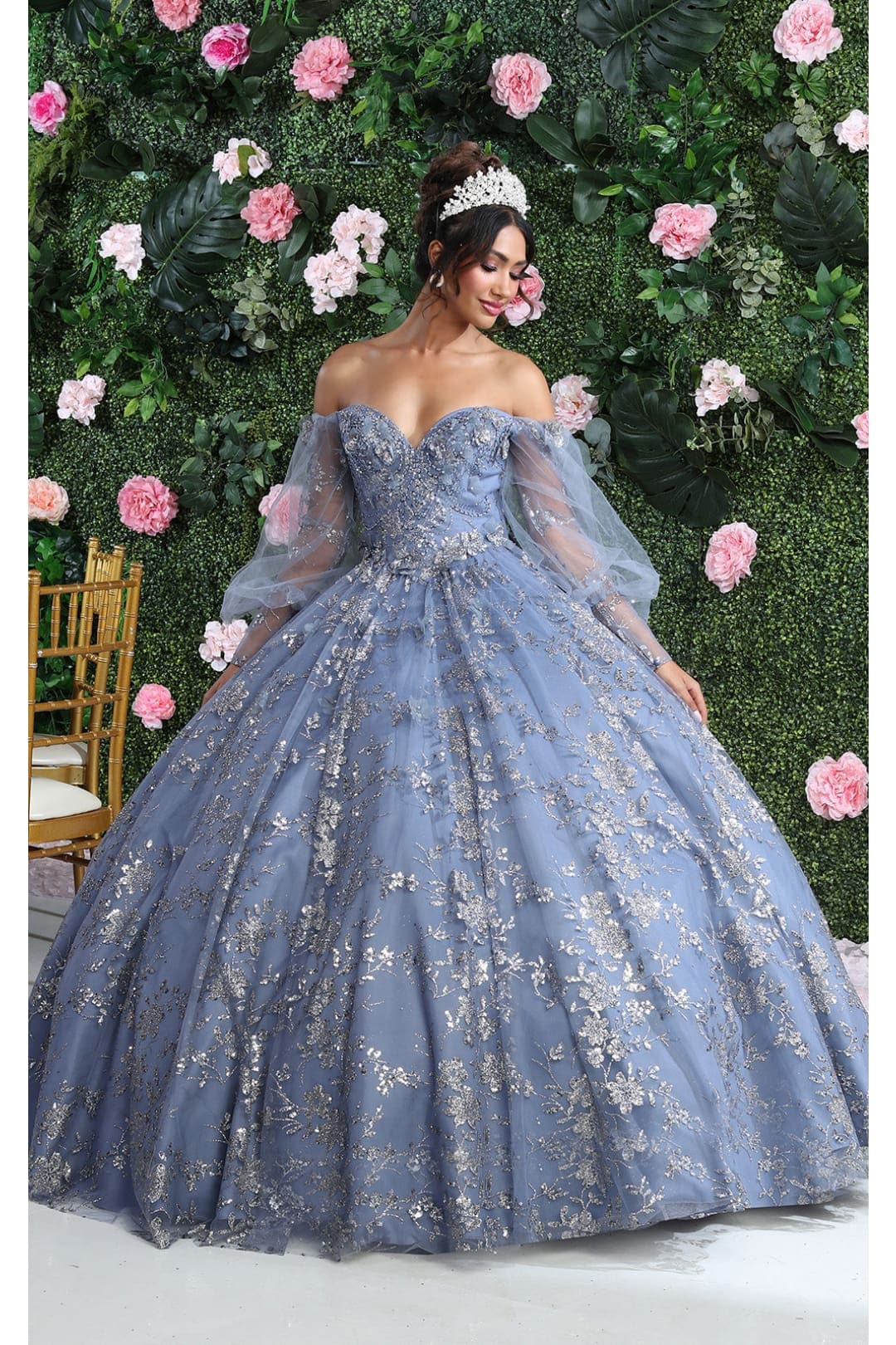 Layla K LK206 Sparkling Off Shoulder Puff Sleeves Quince Ball Gown - Image 6