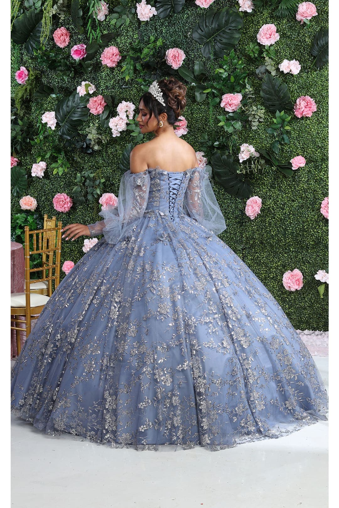 Layla K LK206 Sparkling Off Shoulder Puff Sleeves Quince Ball Gown - Image 7