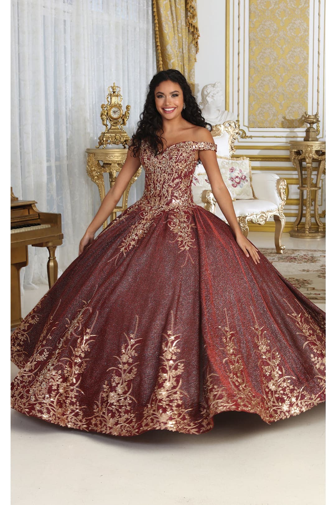 Layla K LK220 Off Shoulder Sparkling Lace Up Quinceanera Ball Gown - Image 8