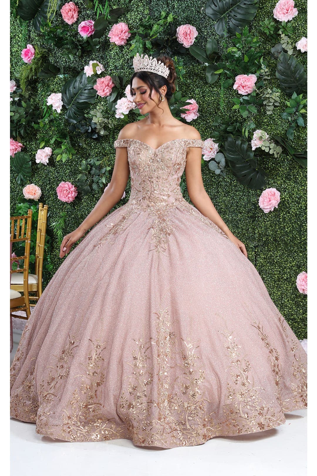 Layla K LK220 Off Shoulder Sparkling Lace Up Quinceanera Ball Gown - Image 10