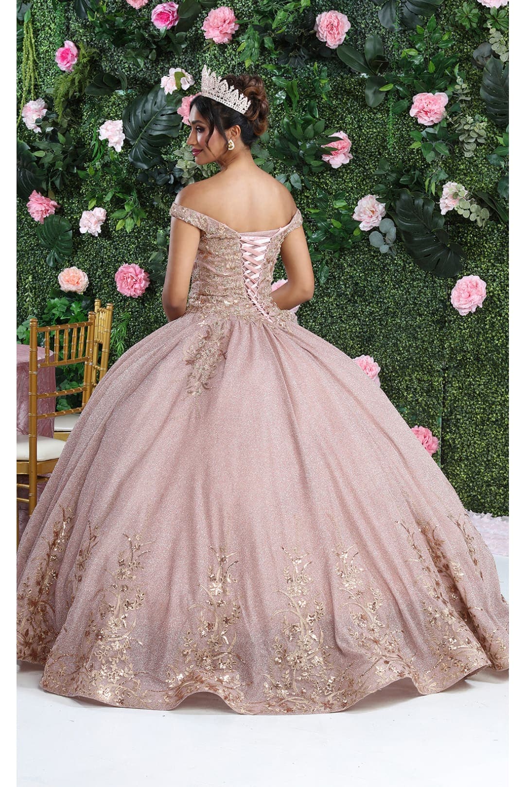 Layla K LK220 Off Shoulder Sparkling Lace Up Quinceanera Ball Gown - Image 7
