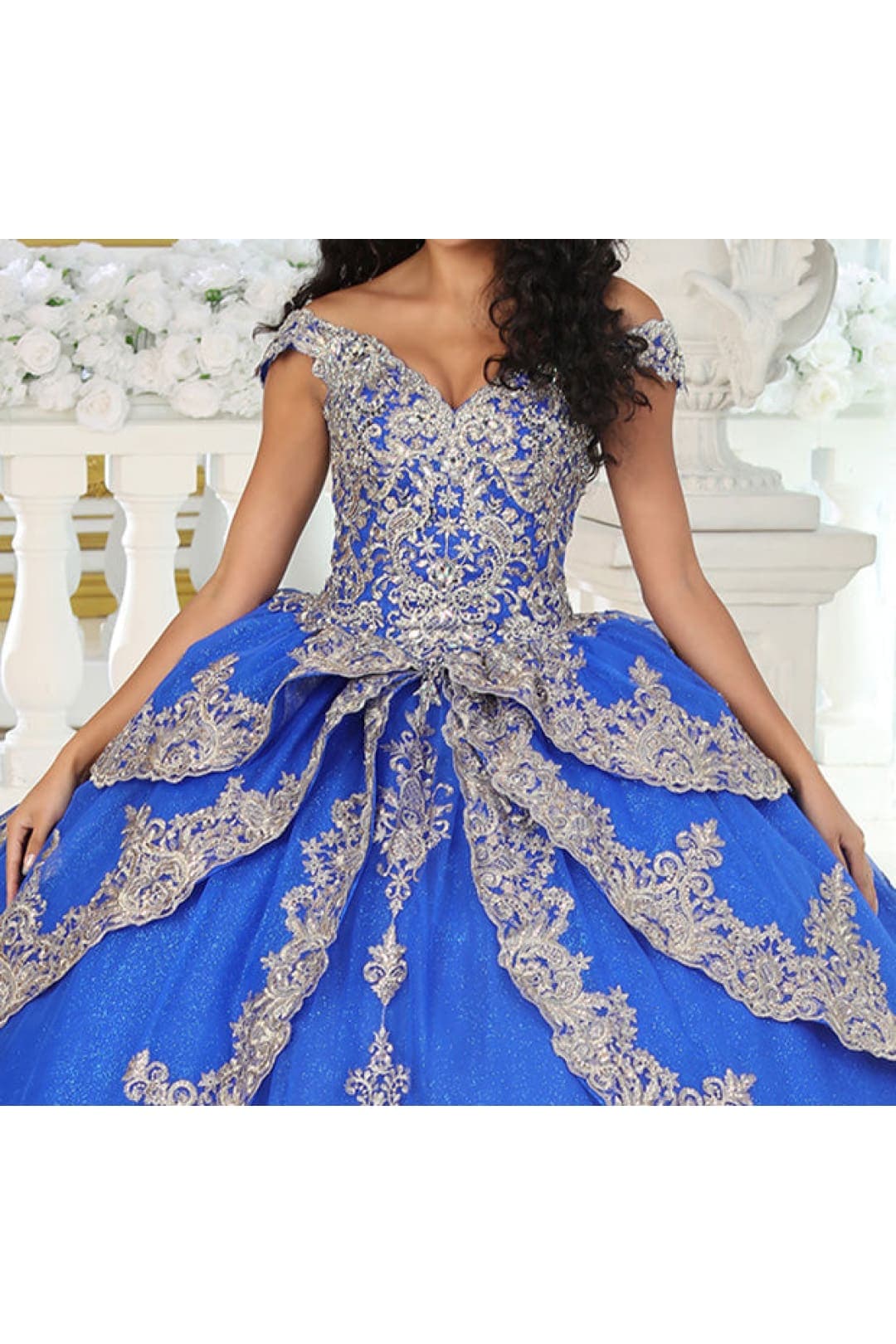 Layla K LK234 Glitter Mesh Embroidered Off Shoulder Ball Gown - Image 5