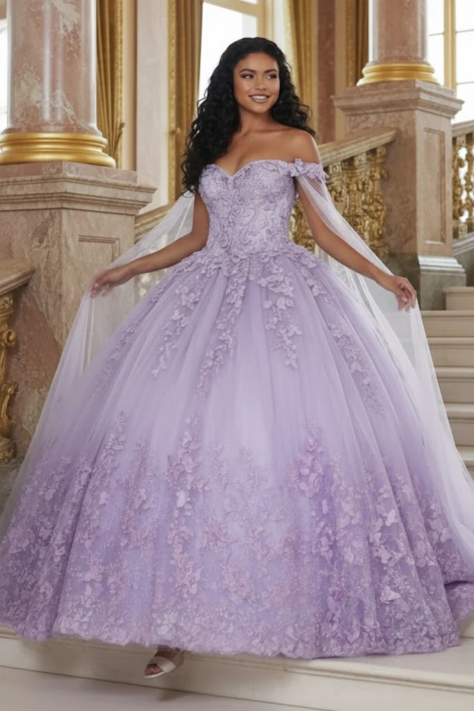 Layla K LK236 Sweetheart Lace up Back 3D Embellished Quince Gown - Image 3