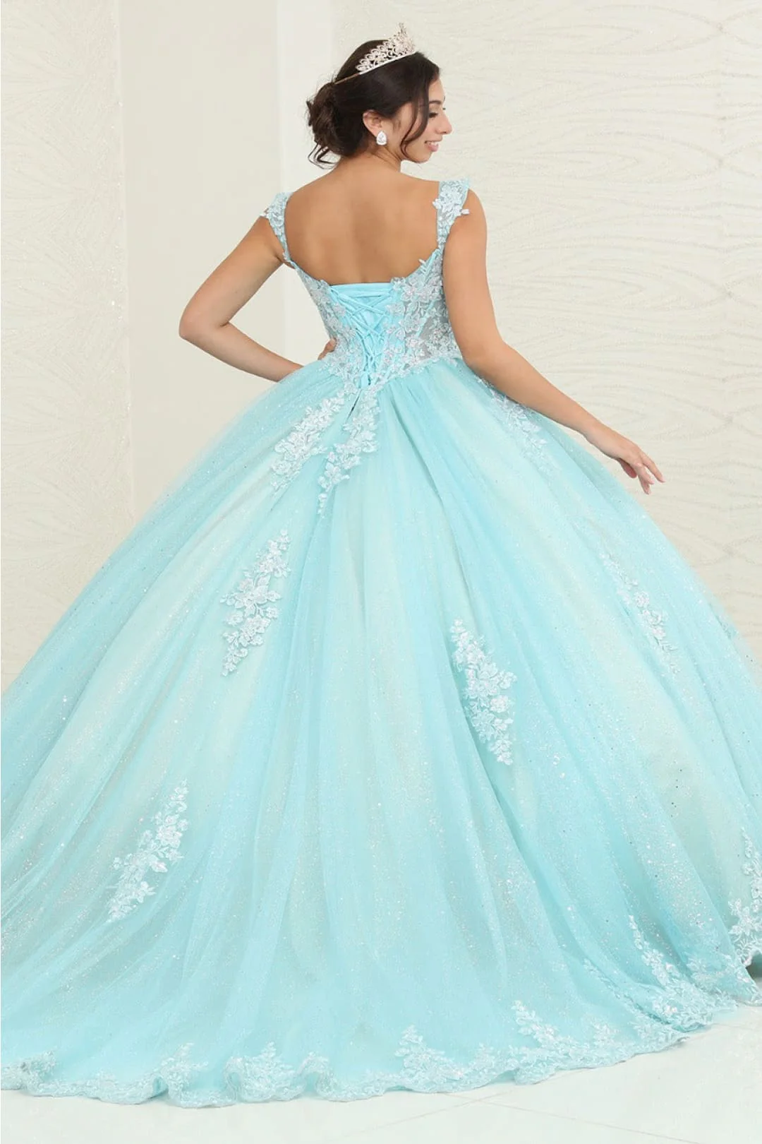 Sweet 16 Birthday Party Dress in Tiffany/ Blue Nude Style LK253 Ball Gown - Image 2