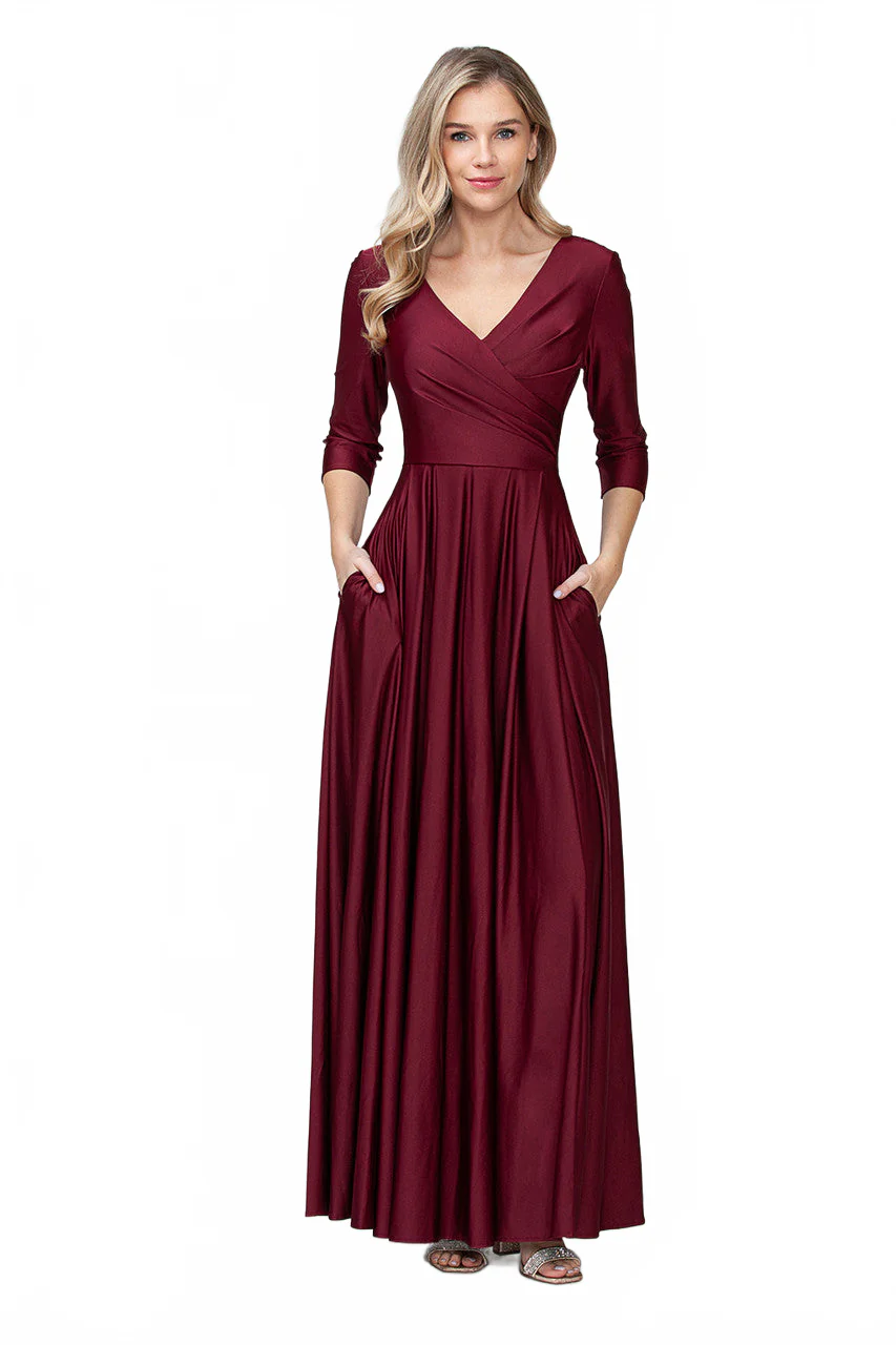 Wholesale Mother of the Bride Dresses 5243 in Burgundy - Image 7
