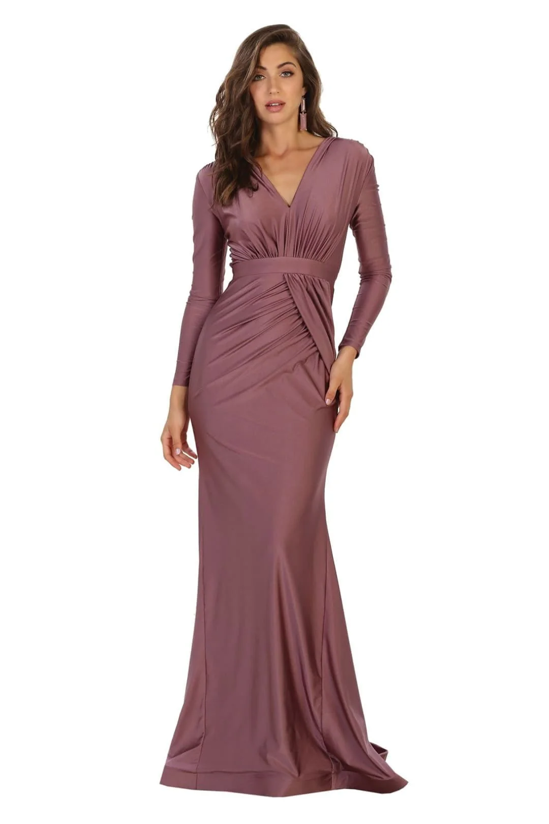 Plus Size Mother Of Bride Dress Ruched Long Sleeve Formal Gown - Image 10