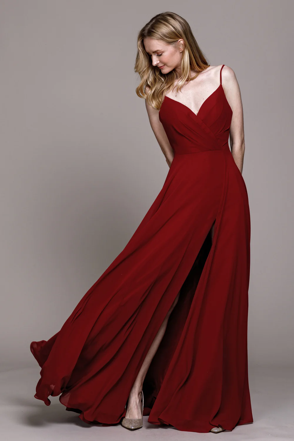 Grey Bridesmaid Dresses-Inexpensive Amelia Couture 477 Straps Prom - Image 9