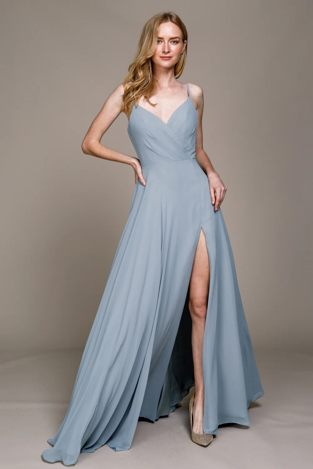 Grey Bridesmaid Dresses-Inexpensive Amelia Couture 477 Straps Prom - Image 8
